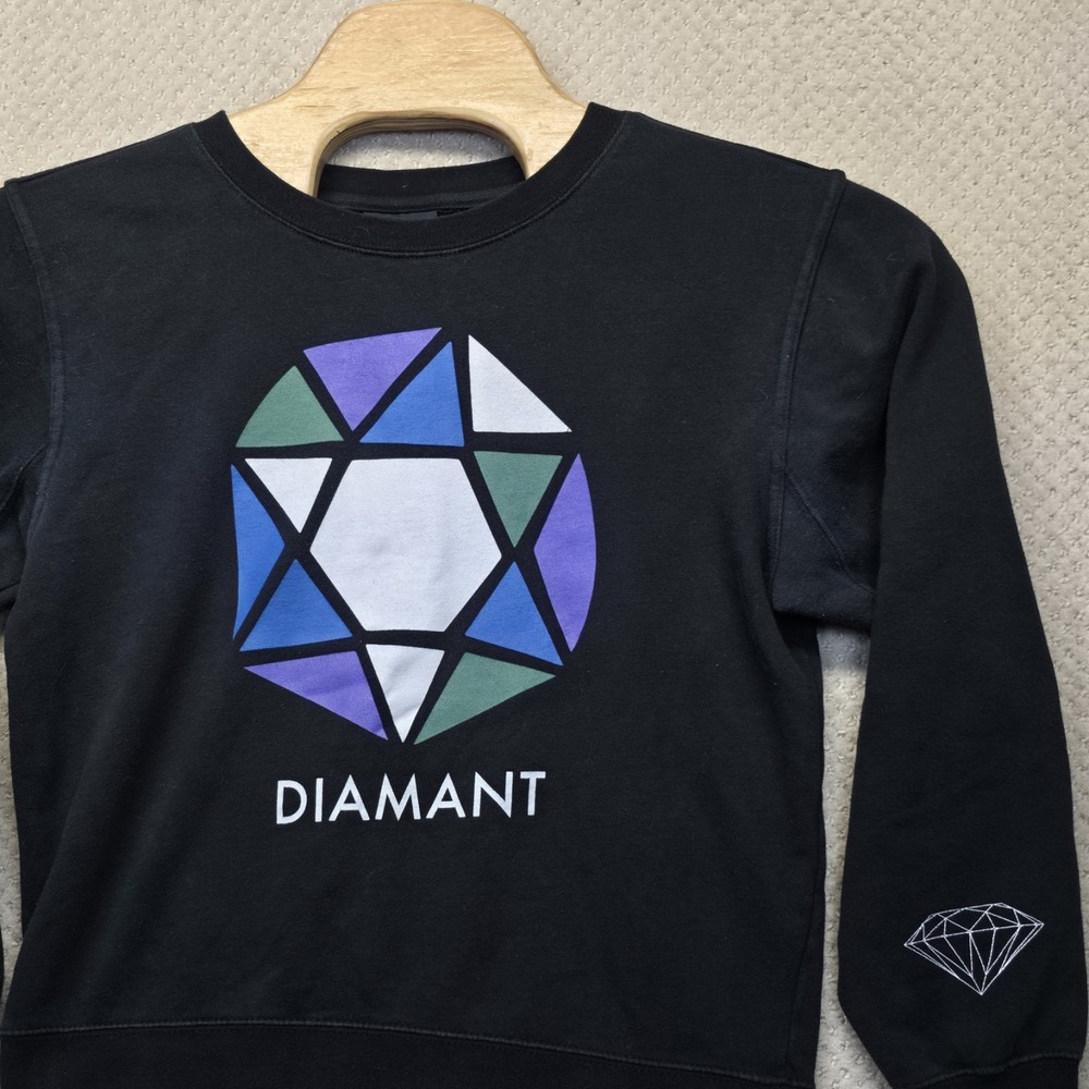 Diamond Supply Co Diamant Sweatshirt Womens Medium Black Skate Crewneck Made USA